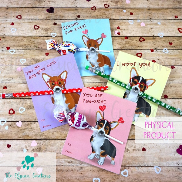 Corgi Kid's Valentines, Dog Valentines, Class Room Valentines, Elementary School Valentines, Valentine's Day gifts, Welsh Corgi, Tri Corgi