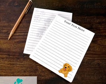 Fully Custom Golden Retriever Notepad, Lined Dog Notepad, Hand-made 50 Page Blank Writing Pad 4x6