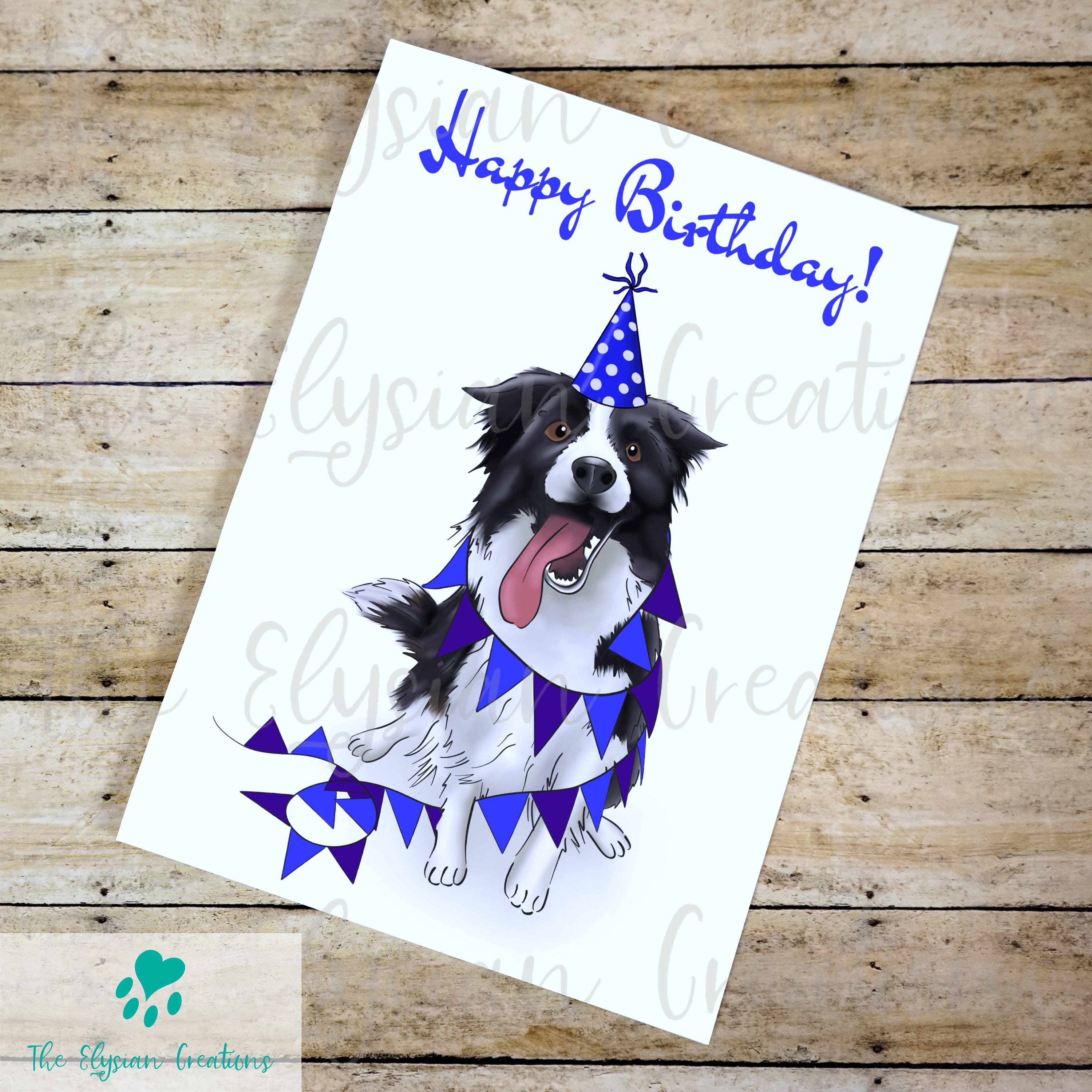 Custom Border Collie Birthday Card, Funny Dog Birthday Card ...