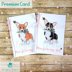 Carte de fête des mères corgi, carte de fête des mères chien, carte de fête des mères corgi tricolore