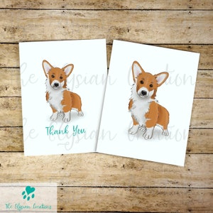 Jeu de 8 cartes de correspondance drôles Corgi, jeu de cartes de remerciement, jeu de cartes vierges, cartes de remerciement chien, jolies cartes de remerciement de remise des diplômes