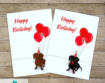 Custom Dachshund Birthday Card, Wiener Dog, Sausage Dog, Doxie, Weenie Dog, Personalized Card Message