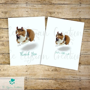 8 Sheltie Note Card Set, Thank you card Set, Blank Card Set, Dog Thank you cards, Cute Graduation Thank You Cards, Shetland Sheepdog