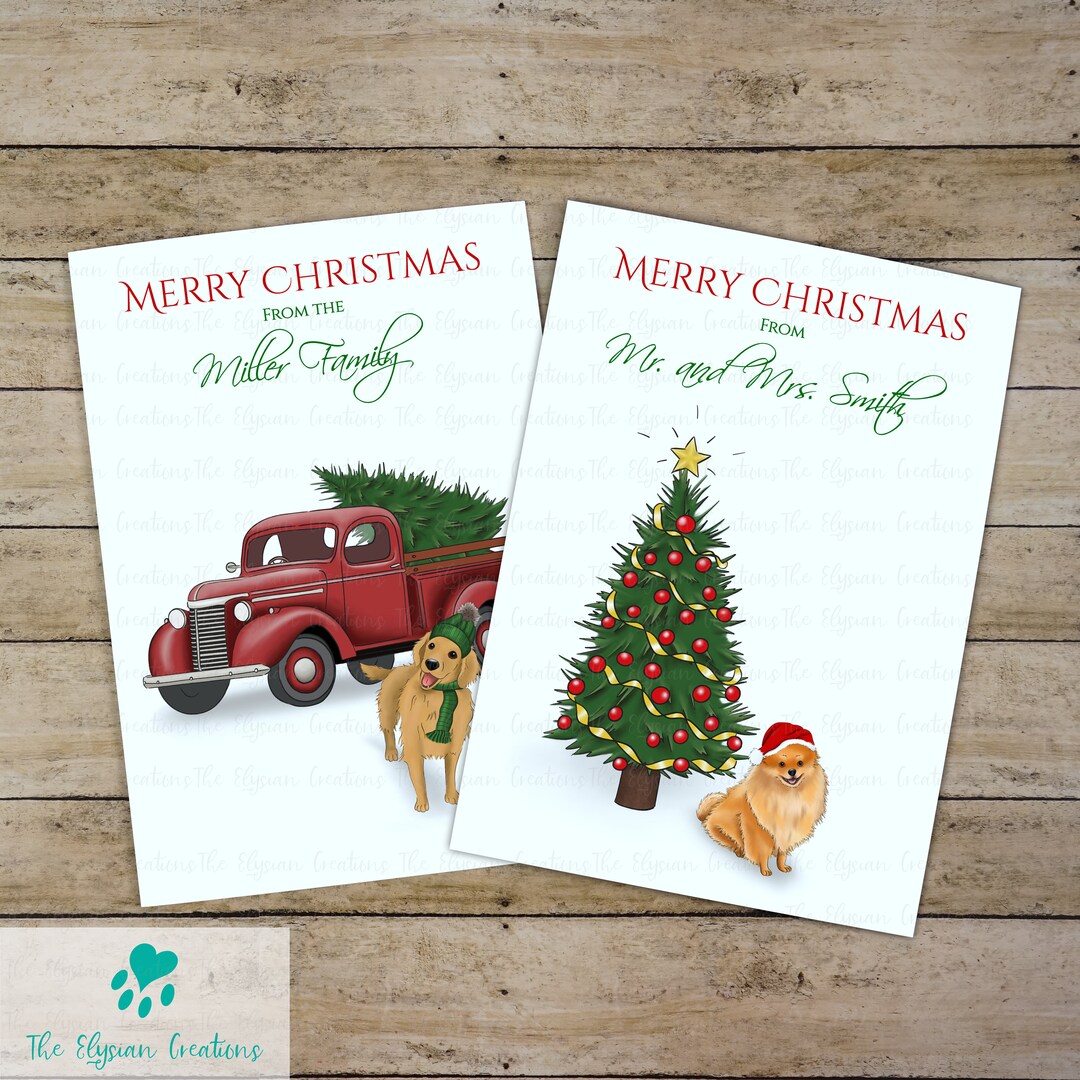 Custom Dog Merry Christmas Card, 56 Dog Options, Family Holiday Card ...