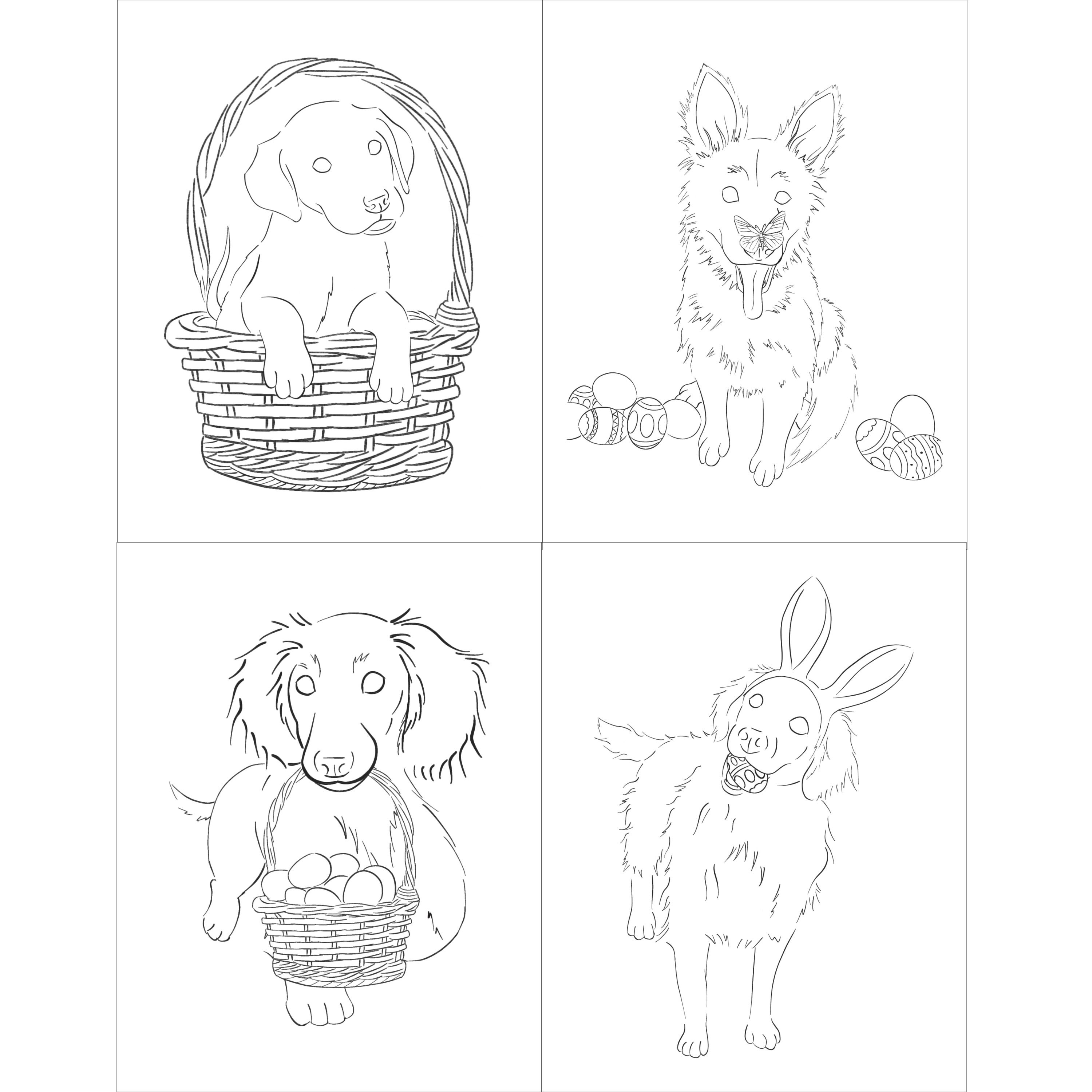 10 Easter Dog Coloring Sheets Printable Download Coloring | Etsy