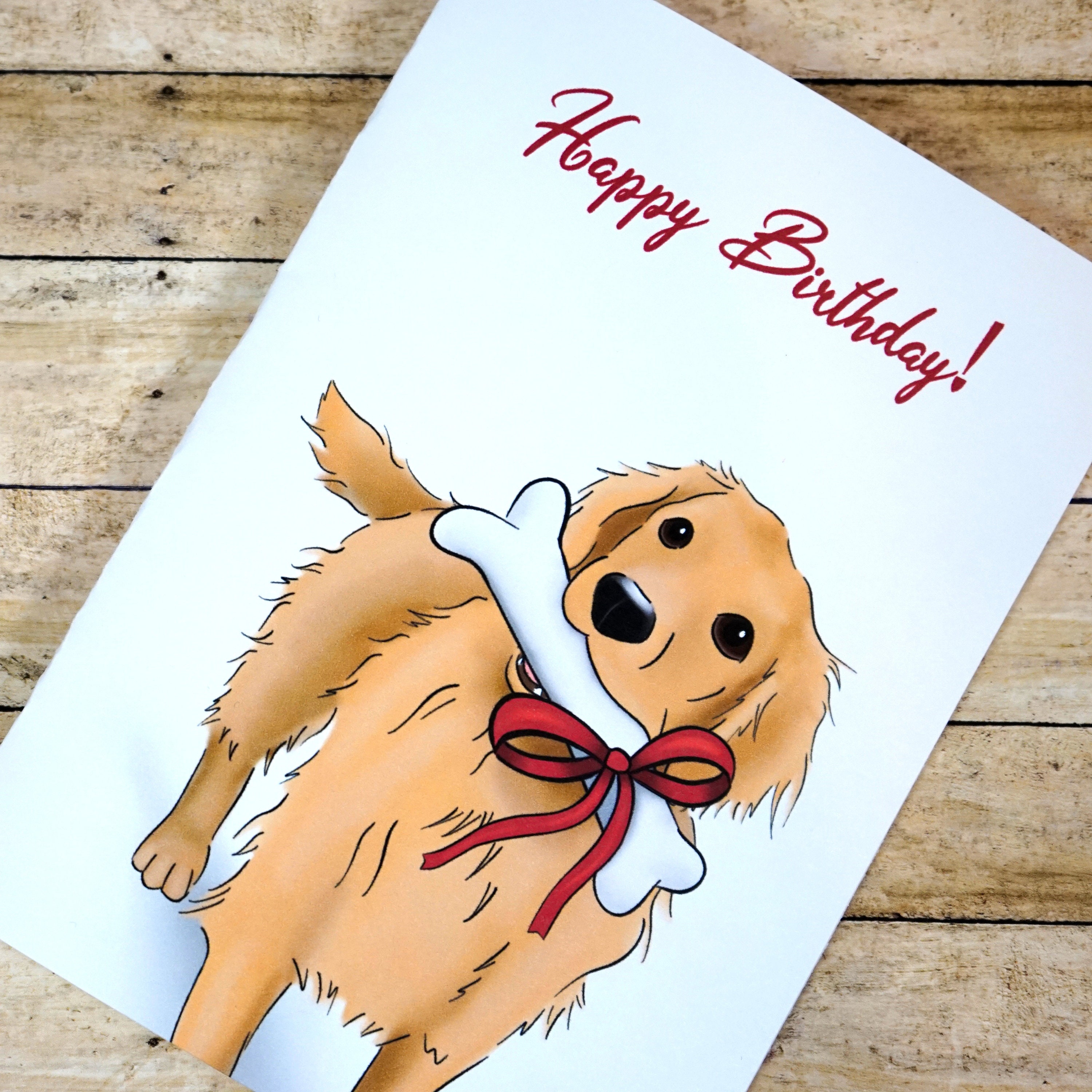 Printable download Golden Retriever Birthday Card | Etsy