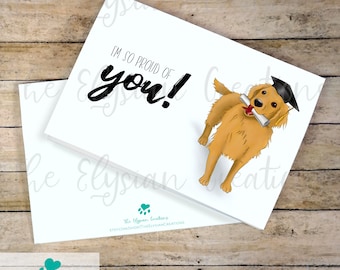 Funny Golden Retriever Graduation Card 5x7, Golden Puppy Graduation Card, Congratulations Card, College Grad Card