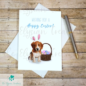 Carte de Pâques, Carte de Pâques Beagle, Carte de Pâques de chien, Carte de Pâques religieuse, Carte de Pâques joyeuse mignonne, Carte de chiot Beagle