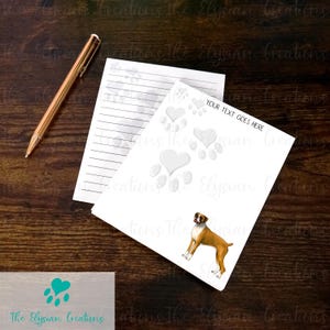 Fully Custom Boxer Notepad, Lined Dog Notepad, Hand-made 50 Page Blank Writing Pad 4x6, Boxer Writing Pad