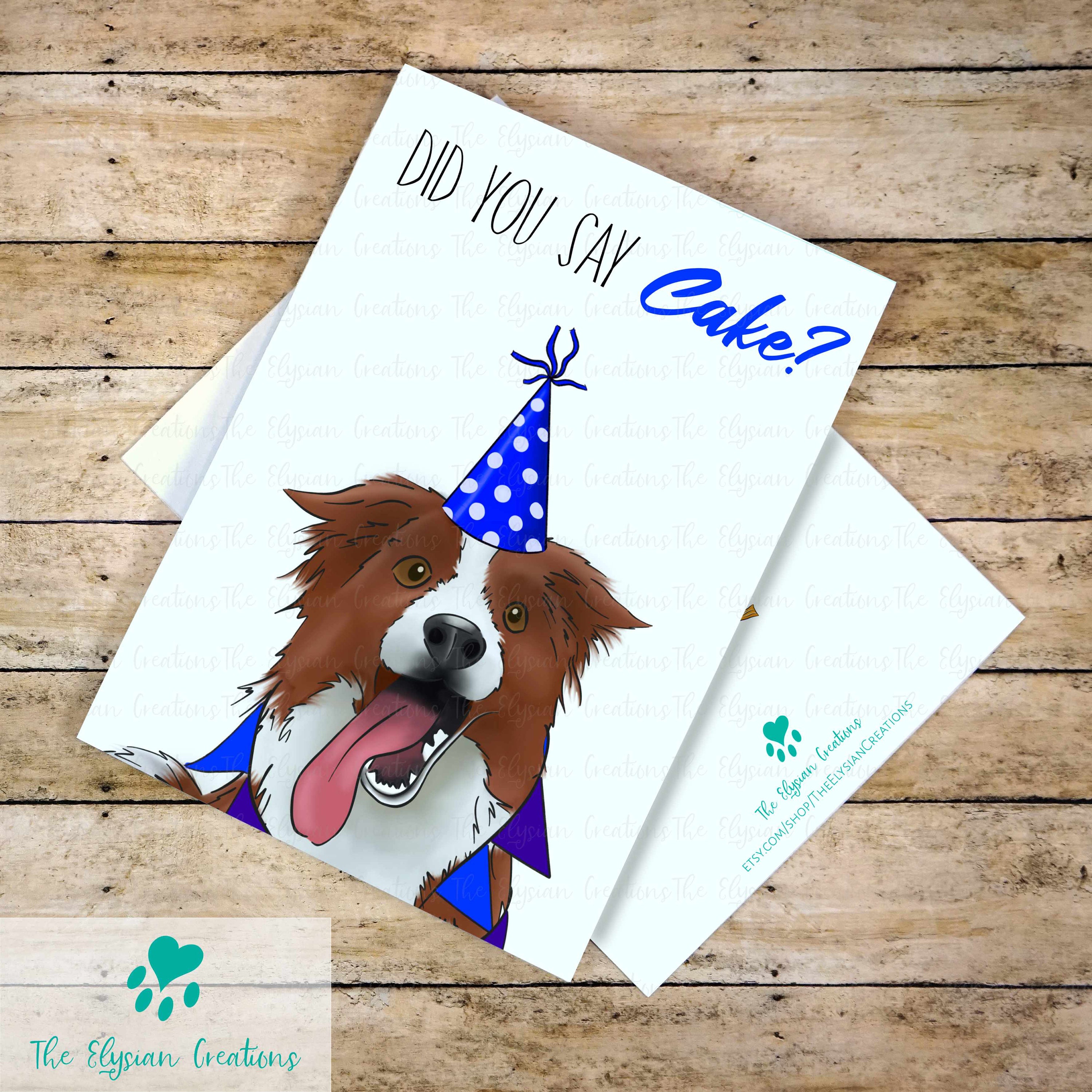 Custom Border Collie Birthday Card, Funny Dog Birthday Card ...