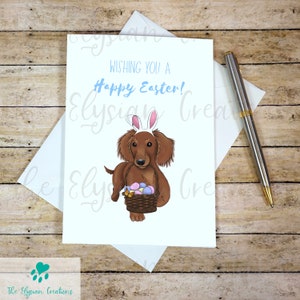 Carte de Pâques, Carte de Pâques pour chien, Carte de Pâques religieuse, Carte de Pâques mignonne, Carte teckel, Chien Weiner, Chien Weenie, Doxie