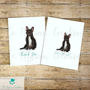 8 Français Bulldog Note Card Set, Thank you card Set, Blank Card Set, Dog Thank you cards, Cute Graduation Thank You Cards