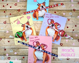 English Bulldog Kids Valentines, Fawn Bulldog Valentines, Dog Valentine, Class Room Valentines, Elementary School Valentines, Gifts