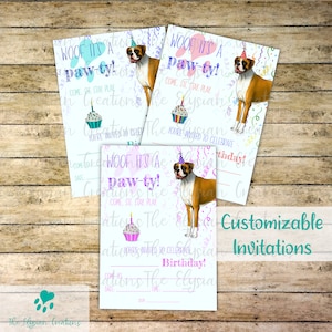 Invitations de fête d'anniversaire pour enfants Boxer - personnalisées ou remplies dans le style vierge, invitations de fête personnalisées