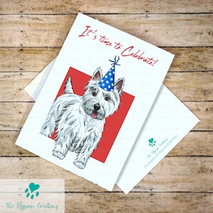 Custom Westie Birthday Card, West Highland White Terrier Birthday Card, Dog Lover Card, Personalized Card Message