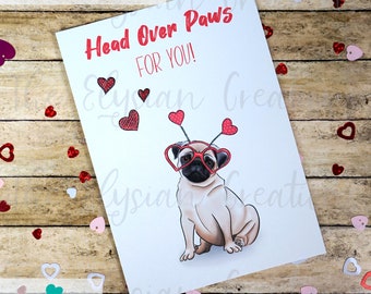 Pug Valentine's Day Card, Dog Valentine's Day Card, Funny Dog Valentine's Day Card