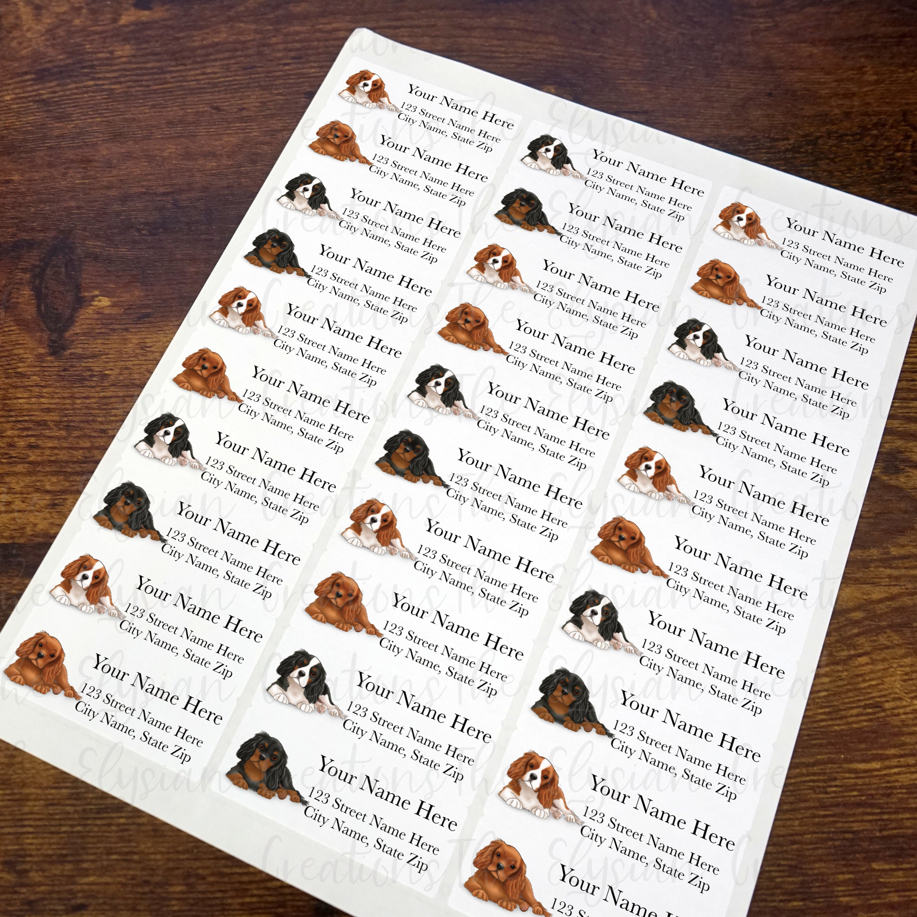 King Folder Label Custom King Charles Cavalier Return Address Labels, Christmas Return ...