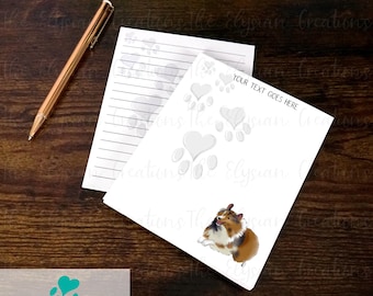 Fully Custom Sheltie Notepad, Lined Dog Notepad, Hand-made 50 Page Blank Writing Pad 4x6, Shetland Sheepdog Writing Pad