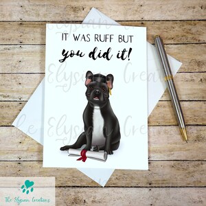 French Bulldog Graduation Card 5x7, Puppy Congratulations Card, College Grad Card