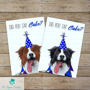Carte d'anniversaire personnalisée Border Collie, carte d'anniversaire drôle de chien, message de carte personnalisé