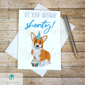 Carte d'anniversaire personnalisée Corgi, C'est votre anniversaire Shorty !, Carte d'anniversaire chien, Message personnalisé