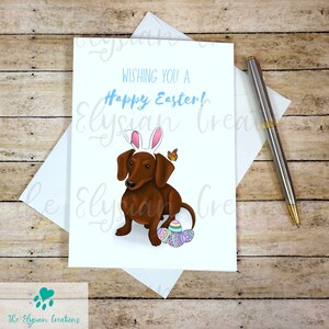 Carte de Pâques, Carte de Pâques teckel à poil court, Carte de Pâques pour chien, Carte de Pâques religieuse, Carte de Pâques joyeuse mignonne, Carte teckel à poil court