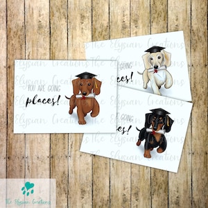 Carte de remise des diplômes teckel poil court, carte de diplômés pour chien viennois, chien saucisse, doxie, chien weenie, chocolat et feu, crème, marron, noir et feu