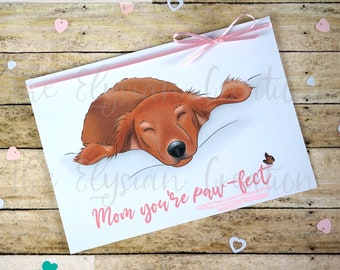 Sleeping Puppy Mother's Day Card, Dog Mother's Day Card, Golden Retriever Mother's Day Card, Dachshund Mother's Day Card