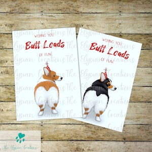 Custom Corgi Butt Birthday Card, Funny Dog Card, Dog Birthday Card, Personalized Card Message