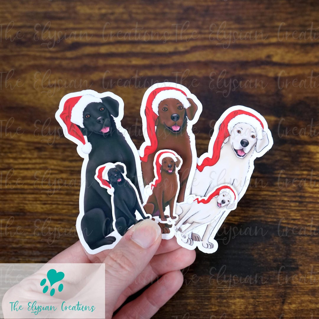 Red Lab Stickers Labrador Christmas Stickers, Front and Back Sticker Set, Water Proof ...
