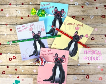 French Bulldog Kids Valentines, Dog Valentine, Class Room Valentines, Elementary School Valentines, Valentine's Day gifts