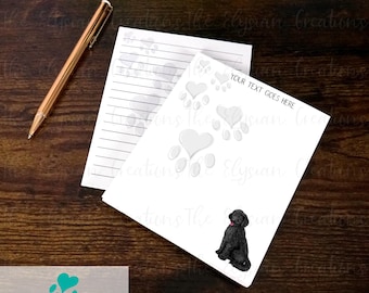 Fully Custom Doodle Notepad, Lined Dog Notepad, Hand-made 50 Page Blank Writing Pad 4x6, Goldendoodle Writing Pad, Black Doodle