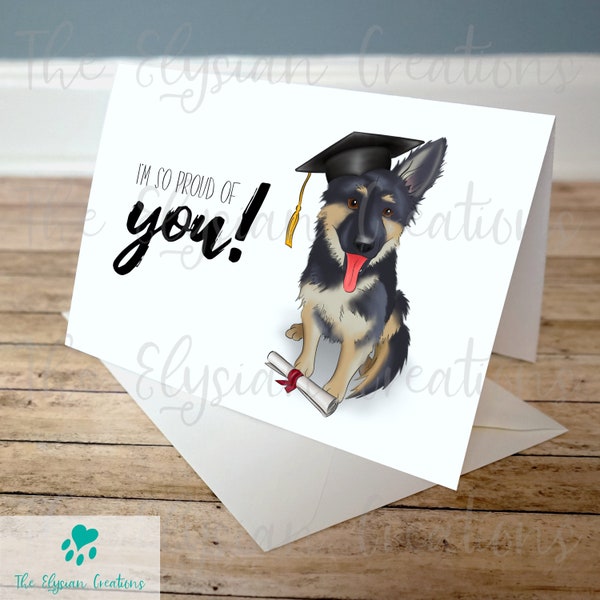 German Shepherd Graduation Card 5x7, Congratulations Card, College Grad Card