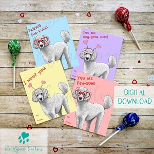 White Poodle Kids Valentines, Instant Download, Printable, Dog Valentine, School Valentines, Elementary School Valentines