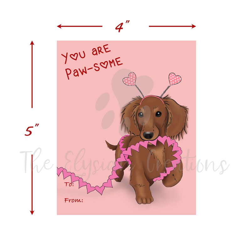 Dachshund Kids Valentines Printable Download Dog Valentine | Etsy