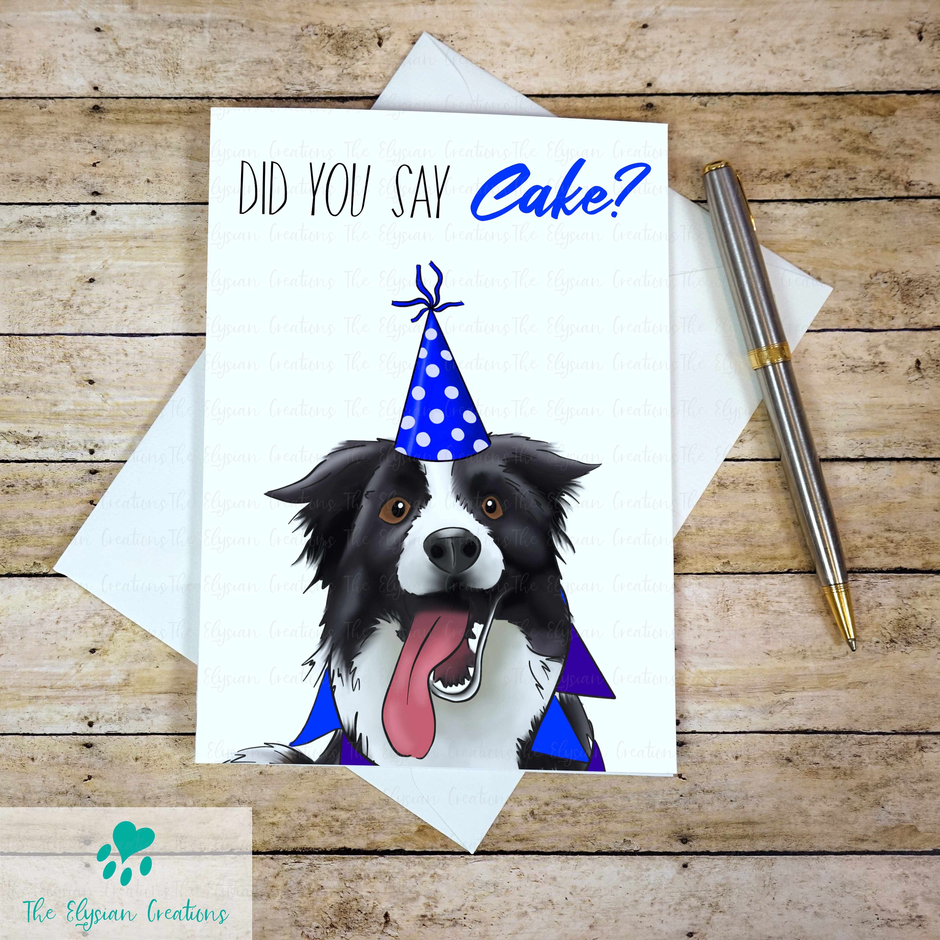 Custom Border Collie Birthday Card, Funny Dog Birthday Card ...