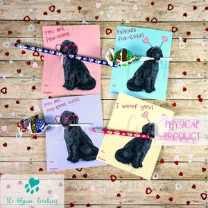 Doodle noir pour enfants, Saint-Valentin chien, Saint-Valentin pour salle de classe, Saint-Valentin pour école primaire, Cadeaux Saint-Valentin, Labradoodle