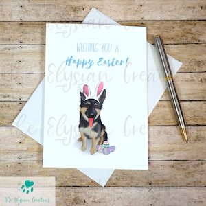 Carte de Pâques, Carte de Pâques de berger allemand, Carte de Pâques de chien, Carte de Pâques religieuse, Carte de Pâques joyeuse mignonne, Carte de berger allemand