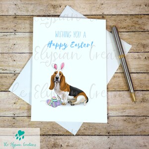 Carte de Pâques, Carte de Pâques Basset Hound, Carte de Pâques pour chien, Carte de Pâques religieuse, Carte de Pâques Joyeux mignon, Carte Basset Hound
