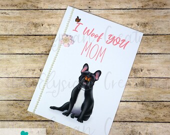 French Bulldog Mother's Day Card, Dog Mother's Day Card, Funny Mother's Day Card, Black and White French Bulldog