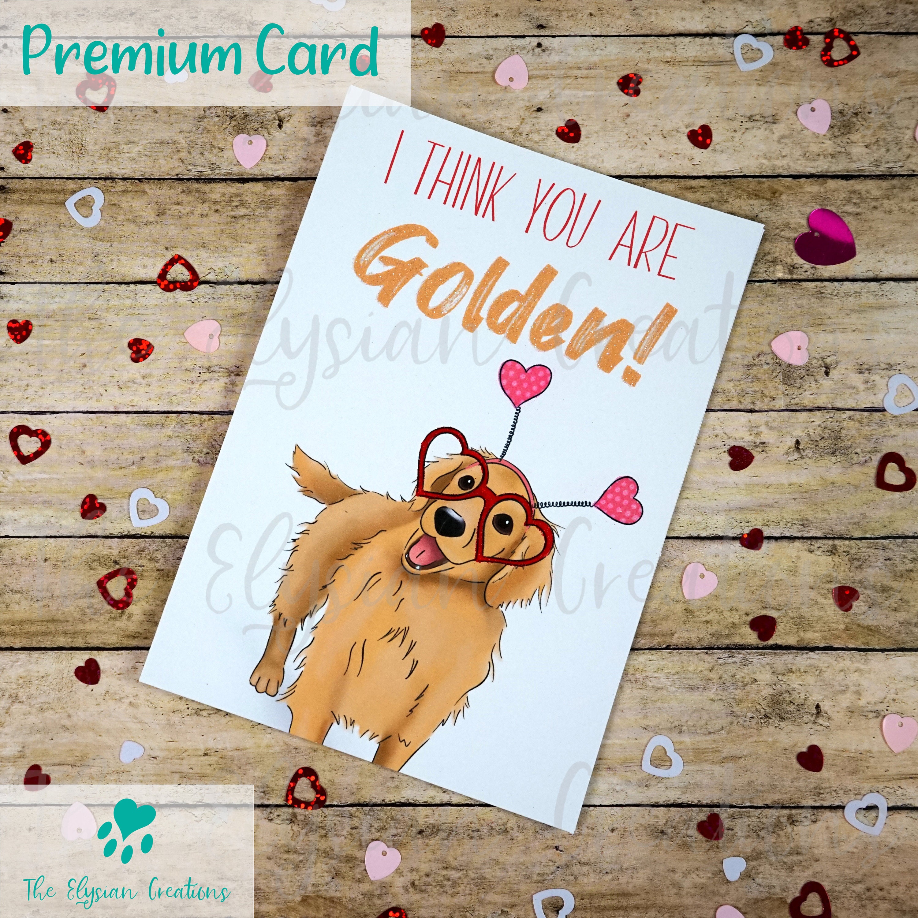 Golden Retriever Valentine's Day Card Dog Valentine's - Etsy