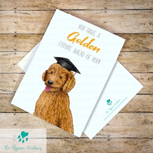 Carte de remise des diplômes Golden Doodle drôle, carte de remise des diplômes Doodle chiot, carte de félicitations, carte de diplômé universitaire, diplômé du secondaire