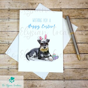 Carte de Pâques joyeuses, Carte de Pâques Schnauzer, Carte de Pâques pour chien mignon, Carte de Pâques religieuse, Carte de Pâques joyeuse mignonne