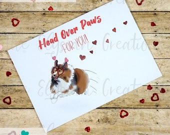 Sheltie Valentine's Day Card, Rough Collie Valentine's Day Card, Dog Valentine's Day Card, Shetland Sheepdog Card