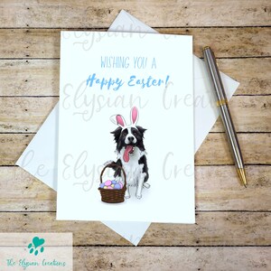 Carte de Pâques joyeuses, Carte de Pâques Border Collie, Carte de Pâques pour chien, Carte de Pâques religieuse, Carte de Pâques joyeuse mignonne, Carte Border Collie