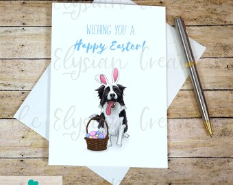 Happy Easter Card, Border Collie Easter Card, Dog Easter Card, Religious Easter Card, Cute Happy Easter Card, Border Collie Card