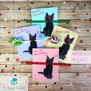 Chat noir, Saint-Valentin pour enfants, chat mignon, Saint-Valentin pour la salle de classe, Saint-Valentin pour l'école primaire, Cadeaux de Saint-Valentin, Chaton, Chaton