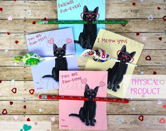 Black Cat Kids Valentines, Cute Cat Valentine, Class Room Valentines, Elementary School Valentines, Valentine's Day gifts, Kitten, Kitty