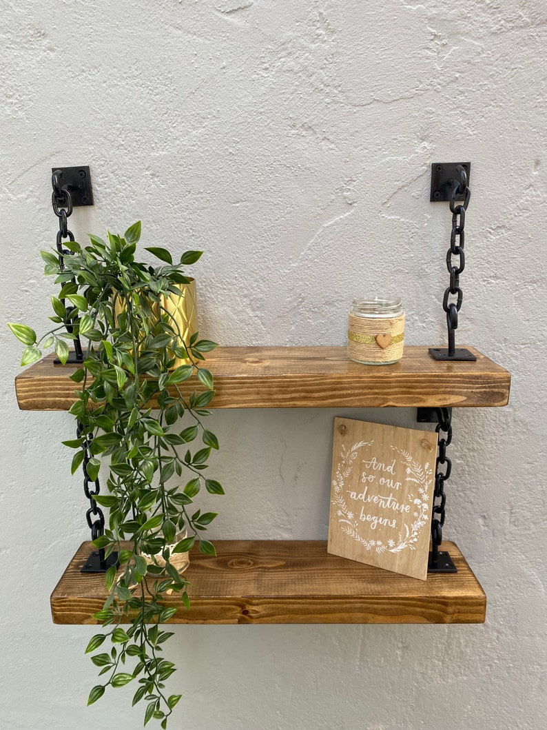 Set of 2 Industrial Chain Shelf Bracket Kit Etsy