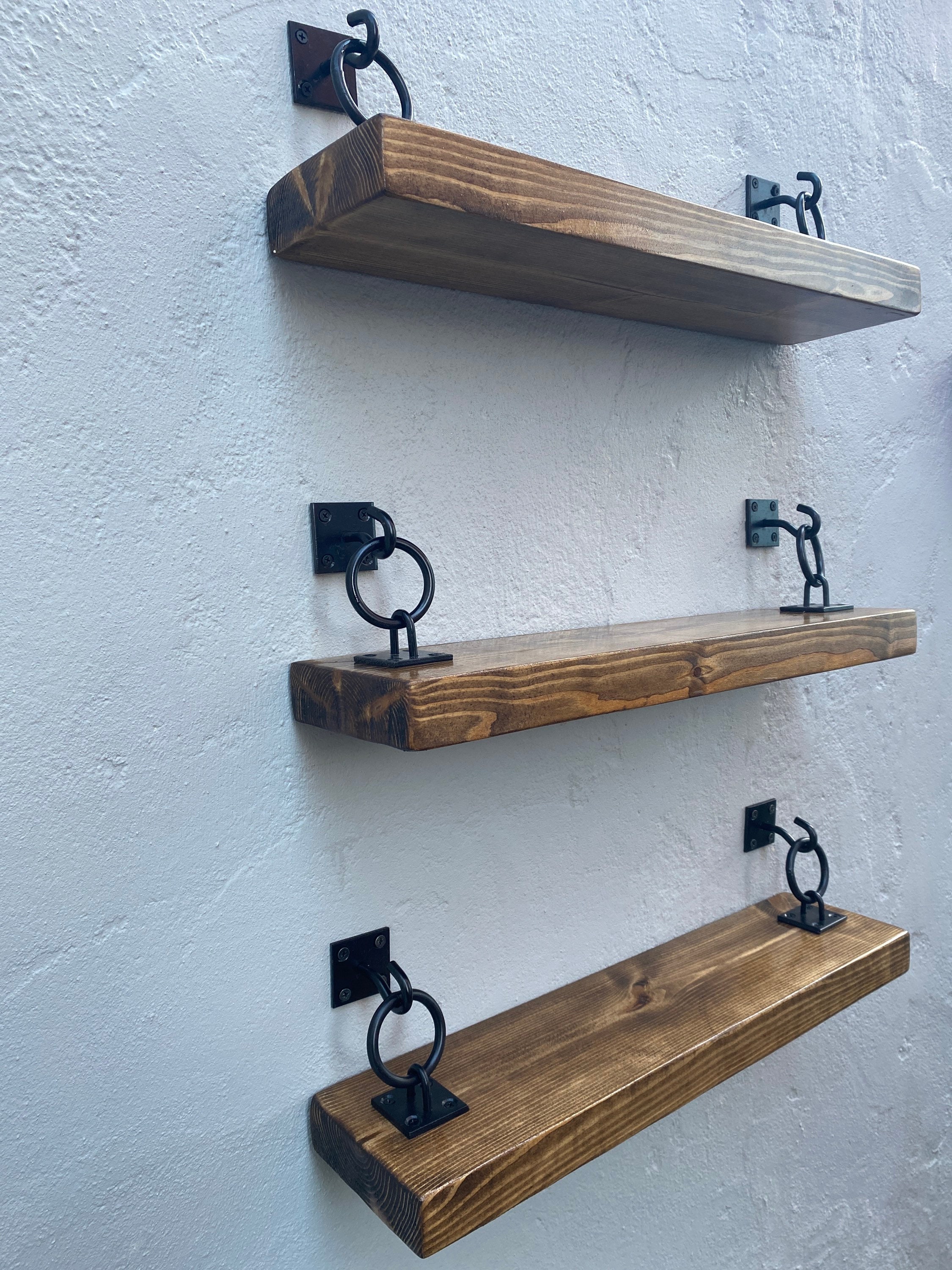 Rustic industrial shelf brackets hook and ring Etsy